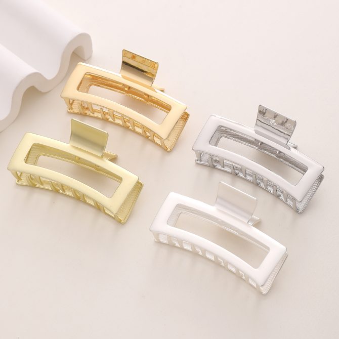 4 Large Metal Rectangle Hair Claw Clips