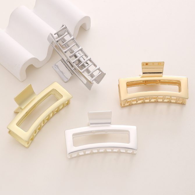 Rectangle hair claw clip metal