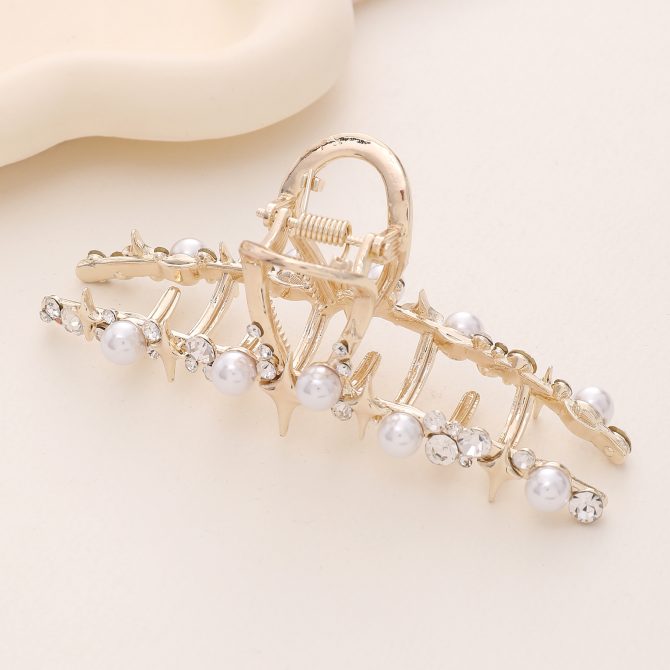 Crystal Gold Banana Claw Clip
