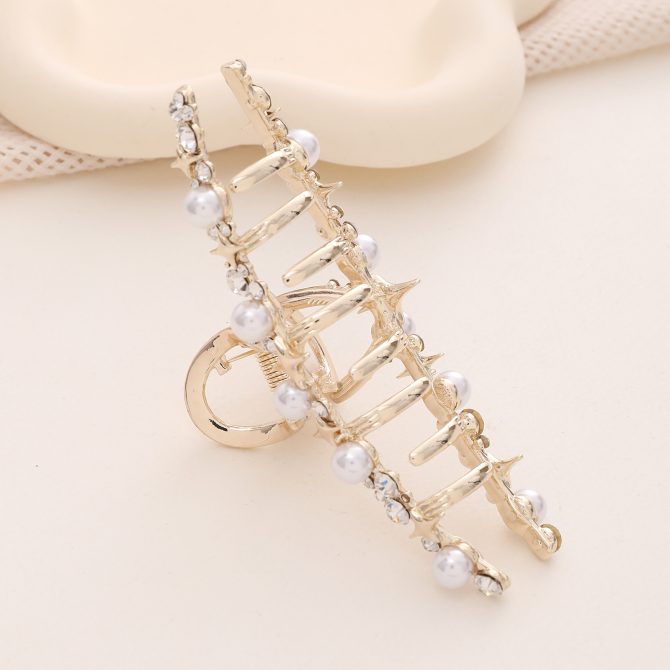 Crystal Gold Banana Claw Clip