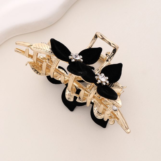 Gold Claw With Black Flowers