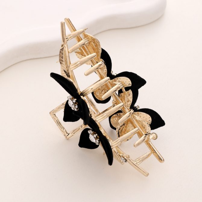 Gold Claw With Black Flowers
