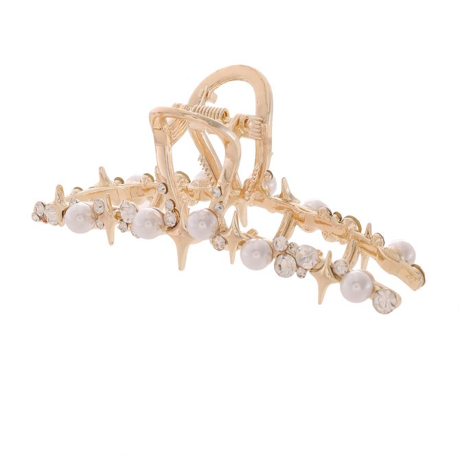 Crystal Gold Banana Claw Clip