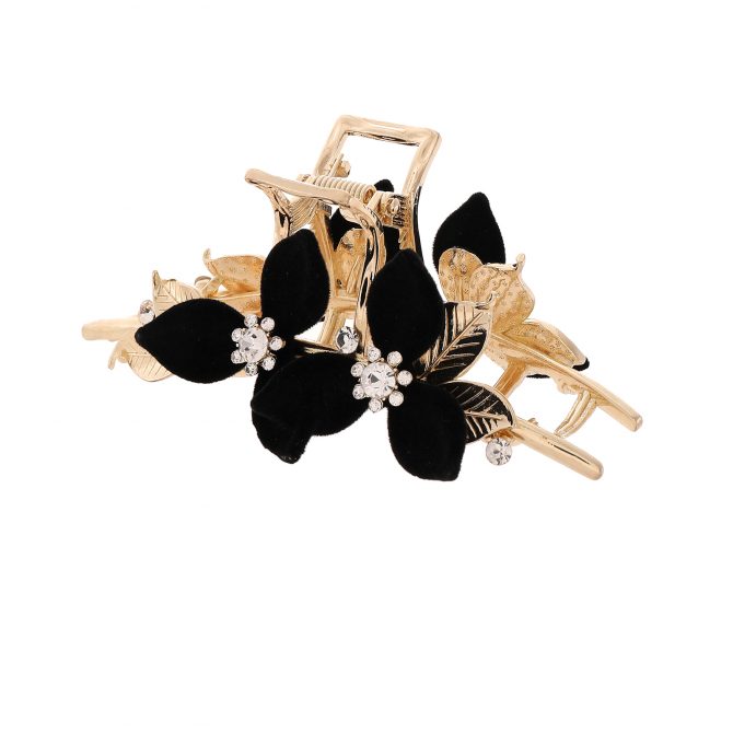 Gold Claw With Black Flowers