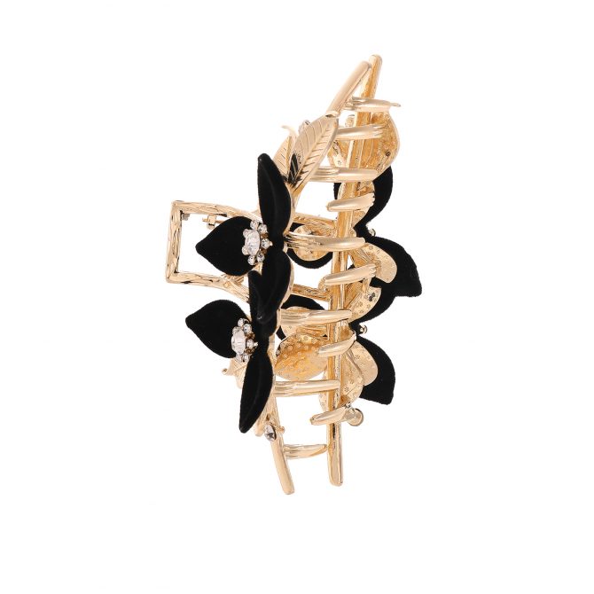 Gold Claw With Black Flowers