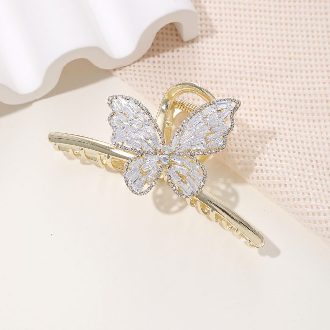 Crystal Butterfly Gold Clip Claw