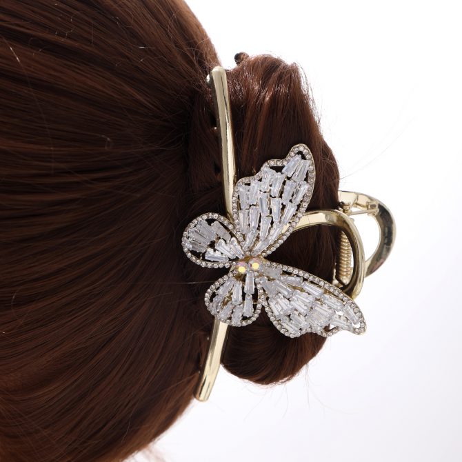Crystal Butterfly Gold Clip Claw