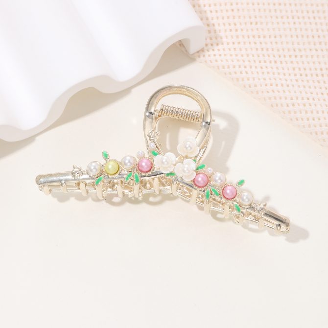 Colourful Pearl Gold Clip Claw