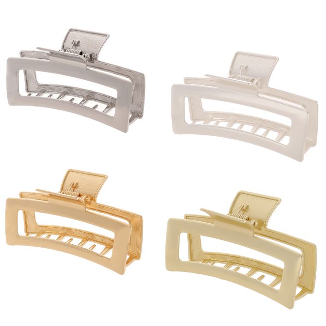 4 Large Metal Rectangle Hair Claw Clips