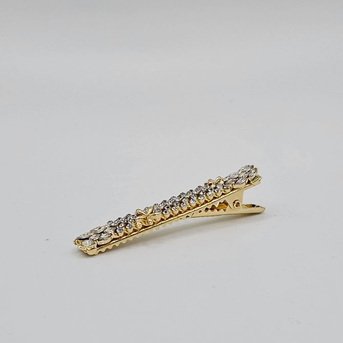 Medium Silver & Golden Alligator Clip, Diamond Crocodile Clip,