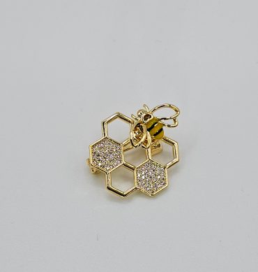 Small Gold Crystal Bee Shape Safety Brooch