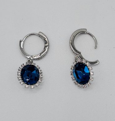 Blue Sapphire Crystal Earring Made Of Steel & Cubic Glass