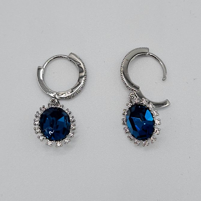 Blue Sapphire Crystal Earring Made Of Steel & Cubic Glass