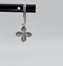 Silver Crystal Flower Hoop Dangle Earring For Women, Silver Crystal Earring Made Of Steel