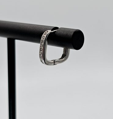 Silver Crystal Square Hoop Earring