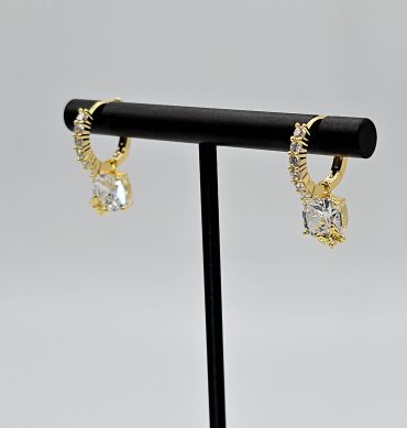 Gold Crystal Hoop Dangle Earring