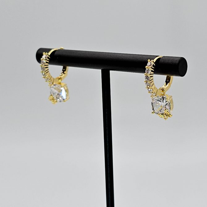 Gold Crystal Hoop Dangle Earring