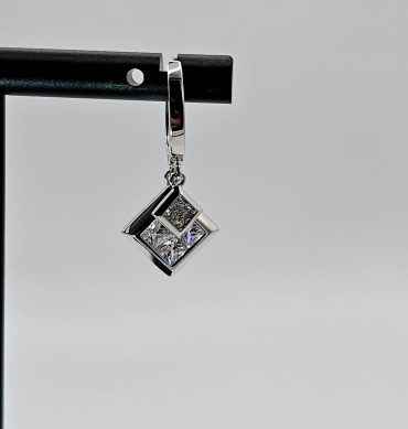 Silver Crystal Hoop Dangle Earring For Women, Crystal Earring Made Of Steel & cubic Glass For Women & Girls