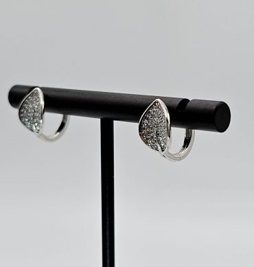 Silver Crystal Leaf Stud Earring