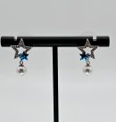 Silver Pearl Star Dangle Earring