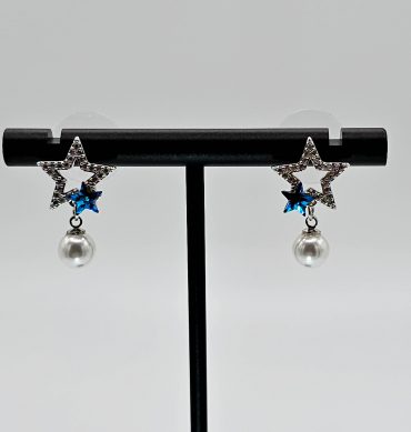 Silver Pearl Star Dangle Earring