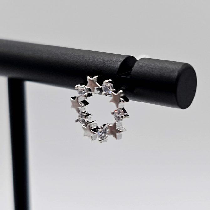 Silver Crystal Star Stud Earring