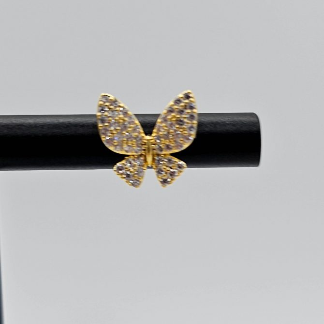 Gold Butterfly Crystal Stud Earring