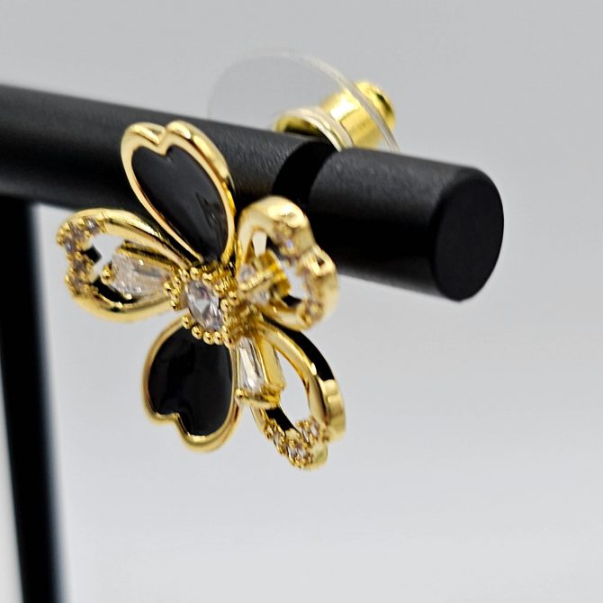 Gold Crystal Opal Flower Stud Earring
