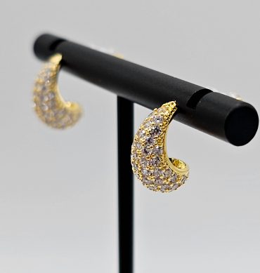Gold Crystal Stud Earring For Women, Gold Crystal Earring Made Cubic Glass For Women & Girls