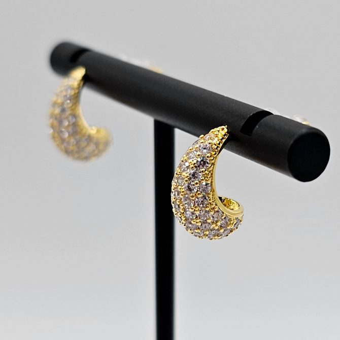 Gold Crystal Stud Earring For Women, Gold Crystal Earring Made Cubic Glass For Women & Girls