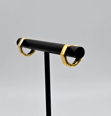 Gold Hexagon Hoop Earring