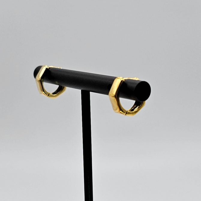 Gold Hexagon Hoop Earring