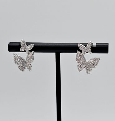 Silver Butterfly Crystal Stud Earring