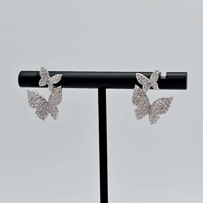 Silver Butterfly Crystal Stud Earring