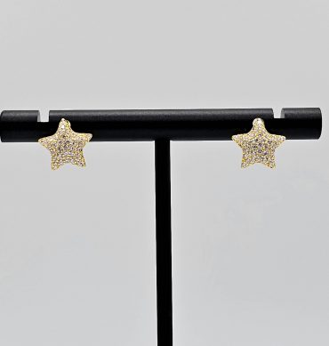 Gold Crystal Star Stud Earring For Women, Gold Crystal Earring Made Of Steel & Cubic Glass For Women & Girls
