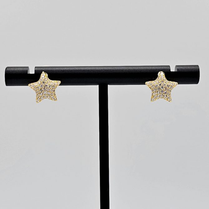 Gold Crystal Star Stud Earring For Women, Gold Crystal Earring Made Of Steel & Cubic Glass For Women & Girls