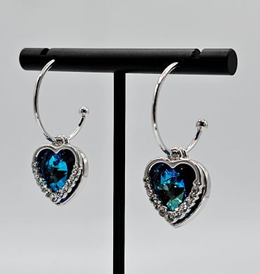 Crystal Heart Hoop Dangle Earring