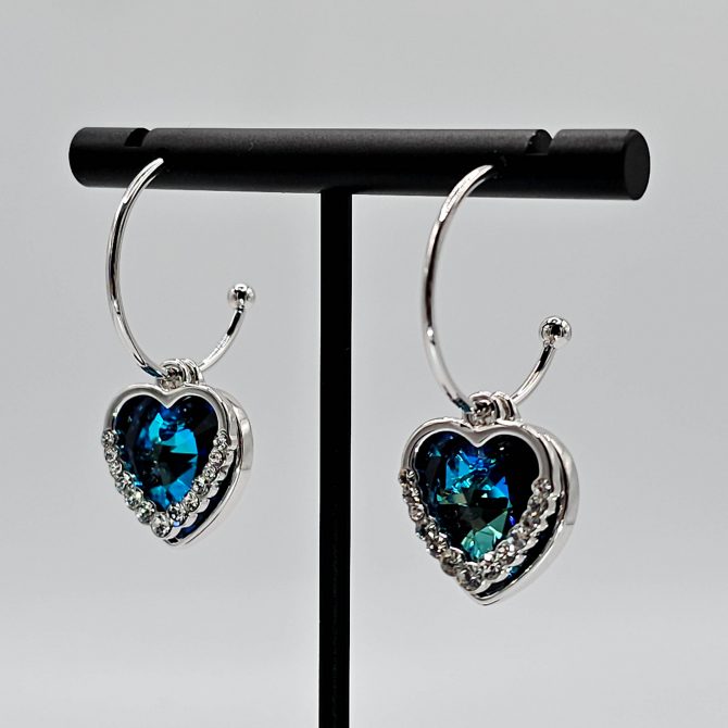 Crystal Heart Hoop Dangle Earring