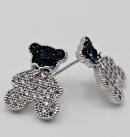 Silver Crystal Bear Stud Earring