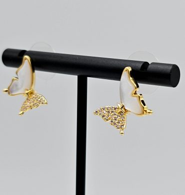 Golden Crystal Opal Butterfly Stud Earring