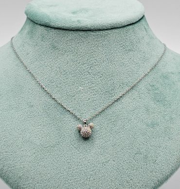 Silver Cute Crystal Necklace For Girls, Cubic Glass, Cut out with Crystal Chane Jewellery Made of Steel.