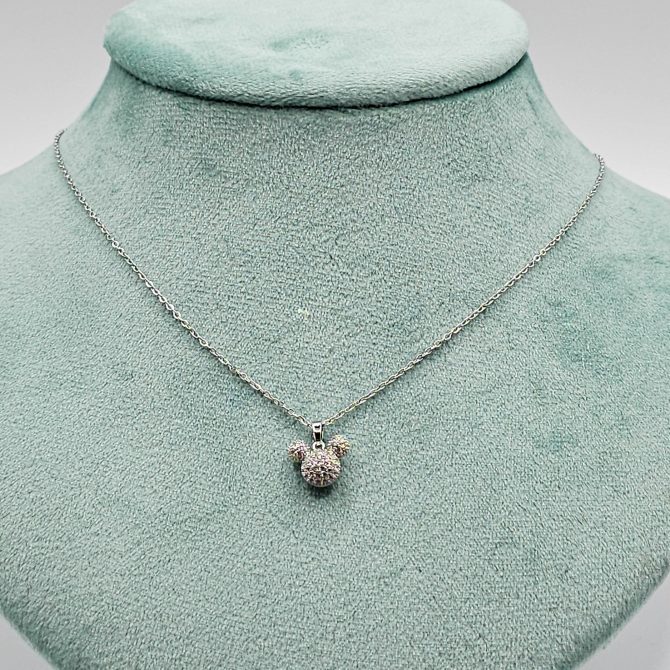 Silver Cute Crystal Necklace For Girls, Cubic Glass, Cut out with Crystal Chane Jewellery Made of Steel.