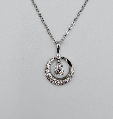 EMAMI & CO Silver Crystal Necklace for Women with Cubic Glass Crystals Cut Out With Crystals Chane Jewellery Made with Steel For Girls