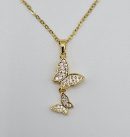 Golden 2 Butterfly Crystal Necklace