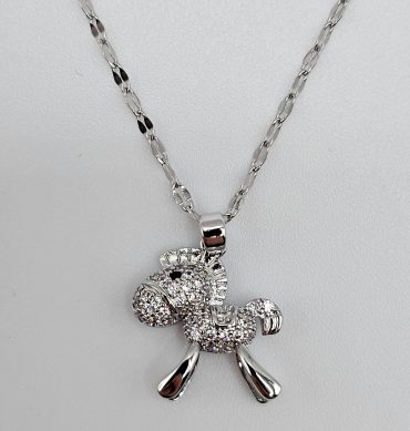 Silver Cute Donkey Crystal Necklace For Girls