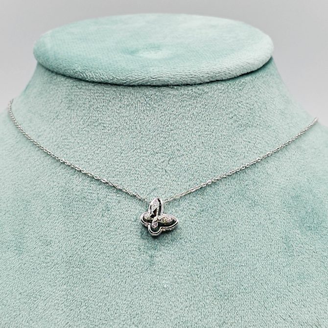 EMAMI & CO Silver Butterfly Crystal Necklace