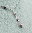 Silver 3 Crystal Drops Necklace For Girls,