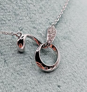 EMAMI & CO Silver Ring Shape Love Crystal Necklace