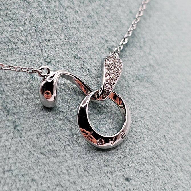 EMAMI & CO Silver Ring Shape Love Crystal Necklace