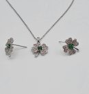 Emerald Green Flower Crystal Jewellery Set For Women